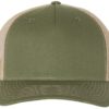 Trucker Cap Army Olive Green/Tan Front side