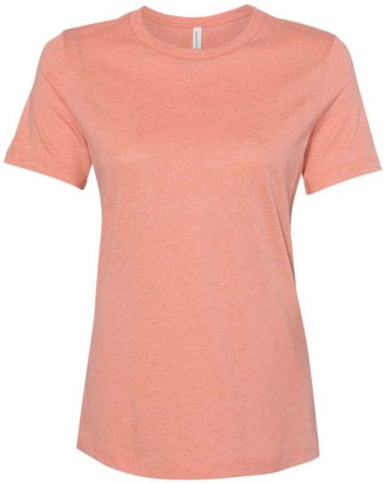 Women’s Relaxed Fit Heather CVC Tee Heather Sunset Front side