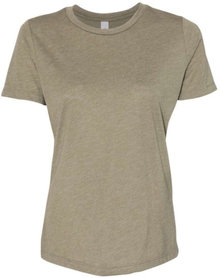 Women’s Relaxed Fit Triblend Tee Olive Triblend Front side