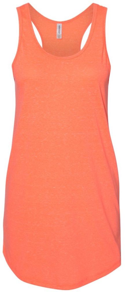 Women's Snow Heather Jersey Racerback Tank Top Bright Coral Front side