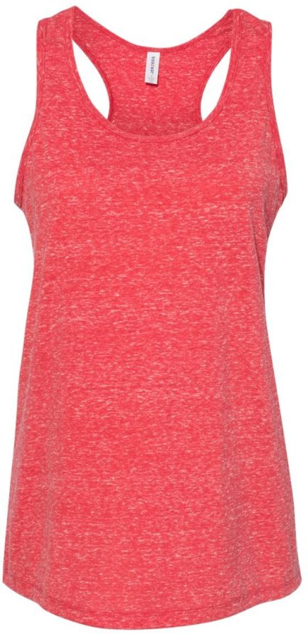 Women's Snow Heather Jersey Racerback Tank Top Red Front side