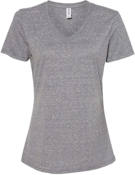 Women's Snow Heather Jersey V-Neck Charcoal Front side