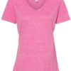 Women's Snow Heather Jersey V-Neck Pink Front side