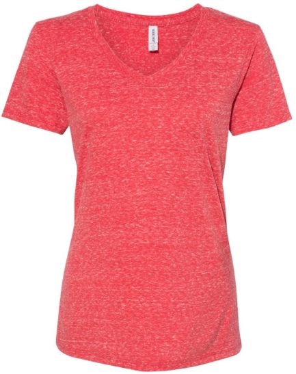 Women's Snow Heather Jersey V-Neck Red Front side