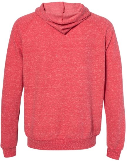 Snow Heather French Terry Pullover Hood Sweatshirt Red Back side