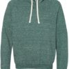 Snow Heather French Terry Pullover Hood Sweatshirt Forest Green Front side
