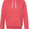 Snow Heather French Terry Pullover Hood Sweatshirt Red Front side
