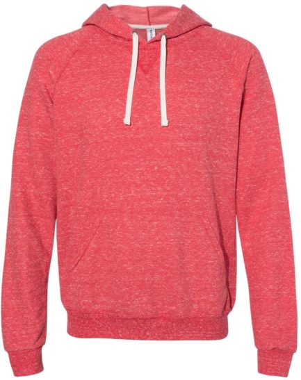 Snow Heather French Terry Pullover Hood Sweatshirt Red Front side