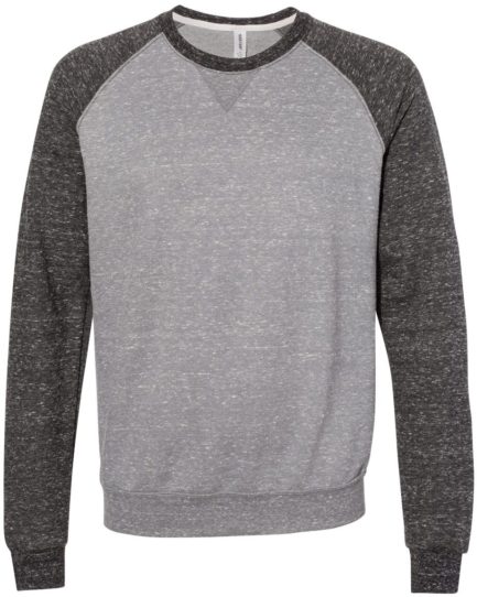 Snow Heather French Terry Crewneck Sweatshirt Charcoal/Black Ink Front side