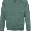 Snow Heather French Terry Crewneck Sweatshirt Forest Green Front side