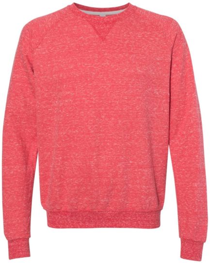 Snow Heather French Terry Crewneck Sweatshirt Red Front side